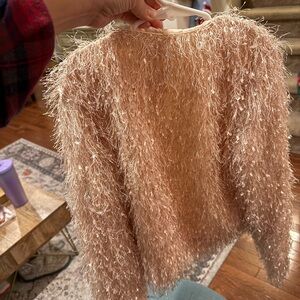 Forever 21 Girls Shimmering Pink Faux Fur cardigan Sweater
